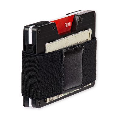 Men's Exact Fit RFID-Blocking Hardside Card Case Wallet with Removable Elastic Strap