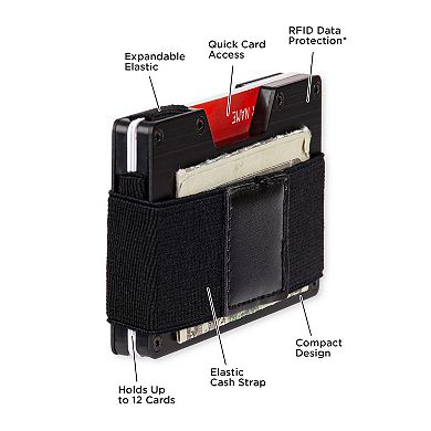 Men's Exact Fit RFID-Blocking Hardside Card Case Wallet with Removable Elastic Strap