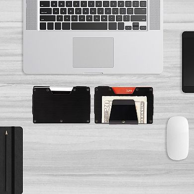 Men's Exact Fit RFID-Blocking Hardside Expandable Card Case Wallet with Money Clip