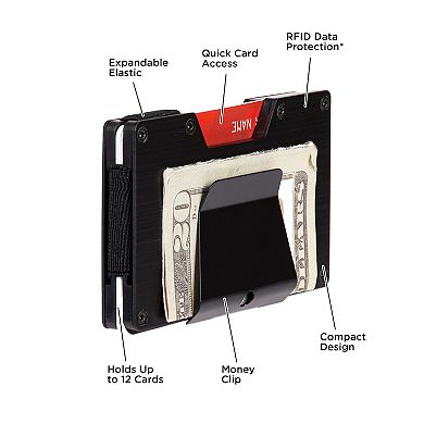 Men's Exact Fit RFID-Blocking Hardside Expandable Card Case Wallet with Money Clip