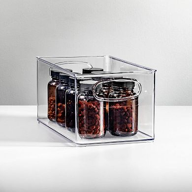 mDesign Plastic Bath Vanity Storage Organizer Bin with Handles, 8 Pack, Clear