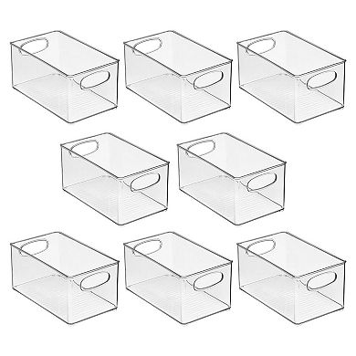 mDesign Plastic Bath Vanity Storage Organizer Bin with Handles, 8 Pack, Clear