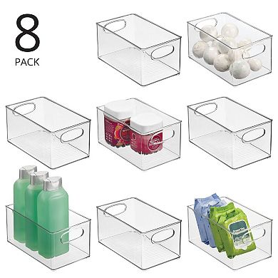mDesign Plastic Bath Vanity Storage Organizer Bin with Handles, 8 Pack, Clear
