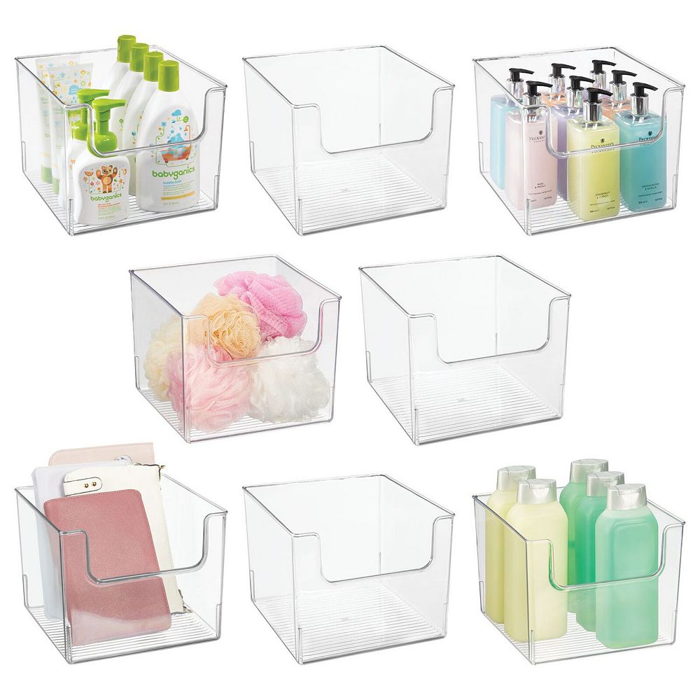 mDesign Plastic Bathroom Storage Organizer Bin with Open Front - 8 Pack ...