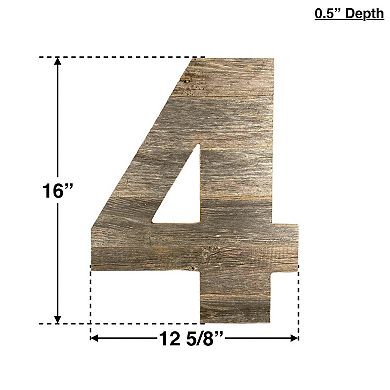 Rustic Large 16 in. Decorative Monogram Wood Number