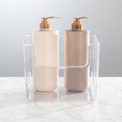 mDesign Plastic Bathroom Storage Organizer Bin with Open Front - 4 Pack - Clear