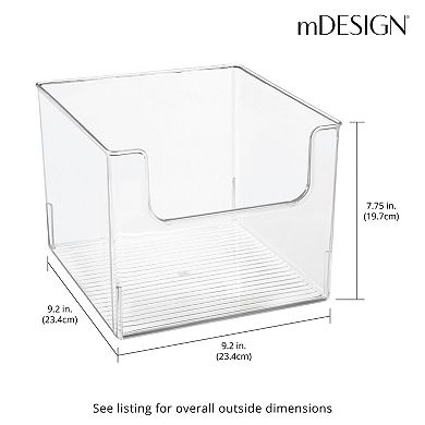 mDesign Plastic Bathroom Storage Organizer Bin with Open Front - 4 Pack - Clear