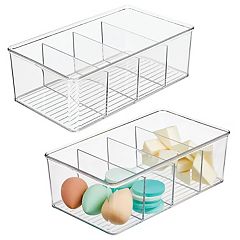MDesign Plastic Stackable Divided Battery Storage Organizer Box