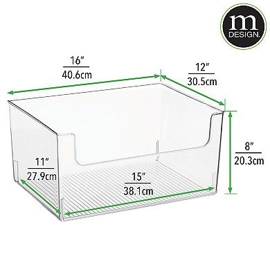 mDesign 16" x 12" x 8" Plastic Bathroom Storage Organizer Bin with Open Front - 4 Pack