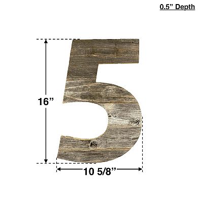 Rustic Large 16 in. Decorative Monogram Wood Number
