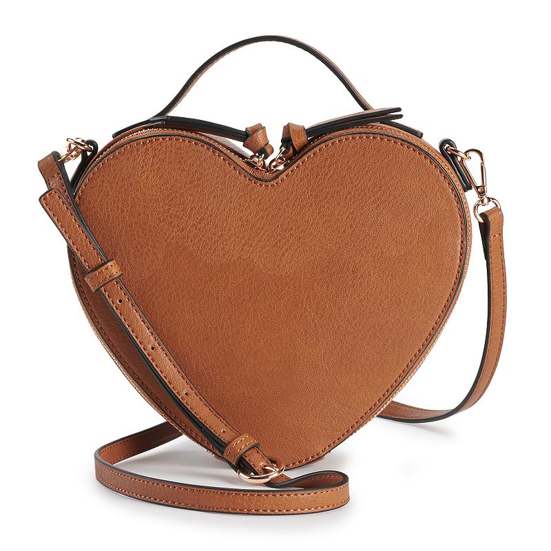 LC Lauren Conrad Love Heart-Shaped Crossbody Bag, Saddle