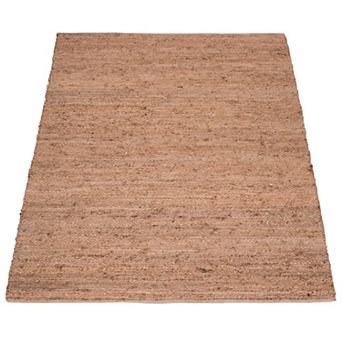 Hand-Woven Jute Rug with Natural Jute Fibers Boho Design in Brown