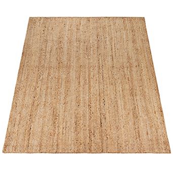 Hand-Woven Jute Rug with Jute Fibers Boho Design in Nature Brown