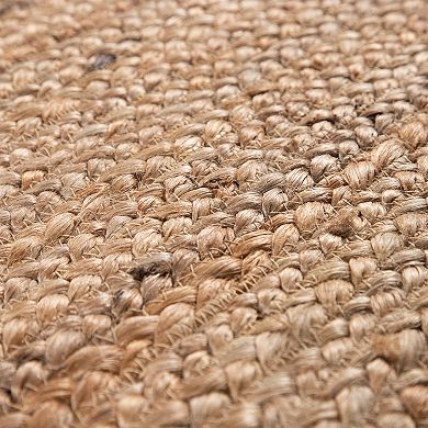 Hand-Woven Jute Rug with Jute Fibers Boho Design in Nature Brown