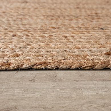 Hand-Woven Jute Rug with Jute Fibers Boho Design in Nature Brown