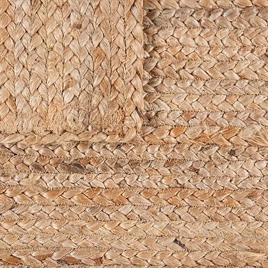 Hand-Woven Jute Rug with Jute Fibers Boho Design in Nature Brown