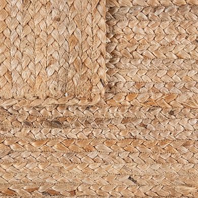 Hand-Woven Jute Rug with Jute Fibers Boho Design in Nature Brown