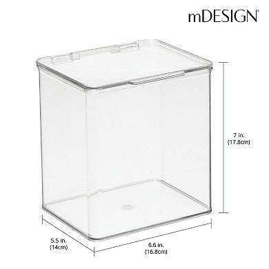 mDesign Plastic Bathroom Stacking Organizer Box with Hinged Lid, 8 Pack, Clear