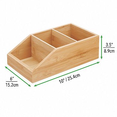 mDesign 11" x 6" x 3.5" Wood 3 Tier Bathroom Counter Organizer Bin - 2 Pack