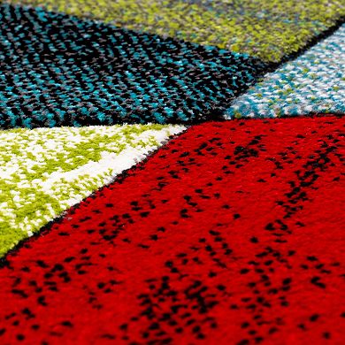 Colorful Area Rug With Modern Geometric Shapes in Multicolor