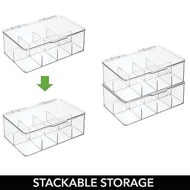 mDesign Plastic Divided First Aid Storage Box Kit, Hinge Lid for Bathroom