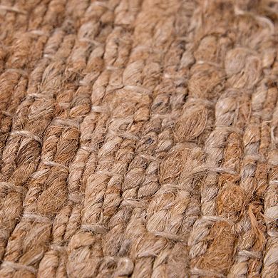 Hand-Woven Jute Rug with Natural Jute Fibers Boho Design in Brown