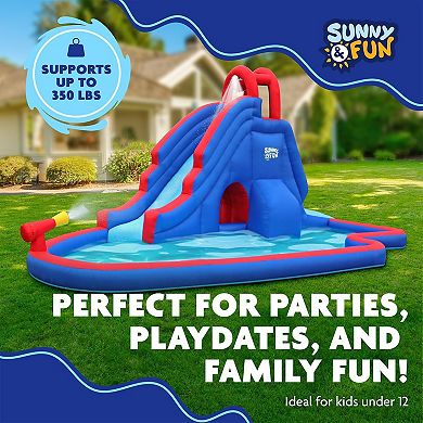 Sunny & Fun Inflatable Water Slide & Blow up Pool, Kids Water Park for Backyard