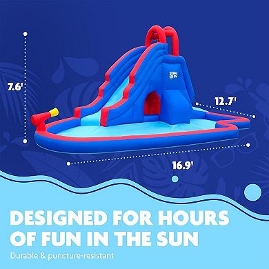 Sunny & Fun Inflatable Water Slide & Blow up Pool, Kids Water Park for Backyard