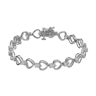 Diamond Brilliance 1/4 Carat T.W. Lab-Grown Diamond & Heart Link Bracelet