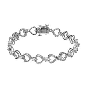Diamond Brilliance 1/4 Carat T.W. Lab-Grown Diamond & Heart Link Bracelet