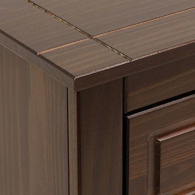 Sunnydaze Solid Pine Sideboard with 3 Drawers and 3 Doors - Dark Brown - 32 in