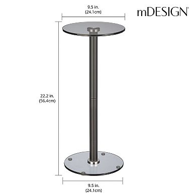 mDesign Metal/Glass Top Round Accent Side/End Drink Table Furniture - Chrome
