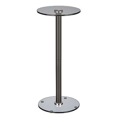 mDesign Metal/Glass Top Round Accent Side/End Drink Table Furniture - Chrome