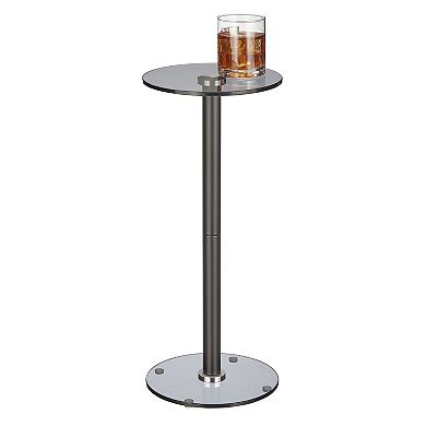 mDesign Metal/Glass Top Round Accent Side/End Drink Table Furniture - Chrome