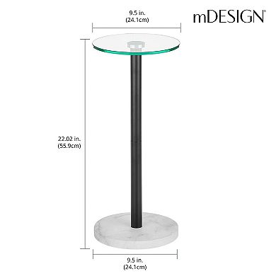 mDesign Metal and Glass Top 9.5" Round Accent Table