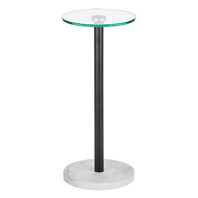 mDesign Metal and Glass Top 9.5" Round Accent Table