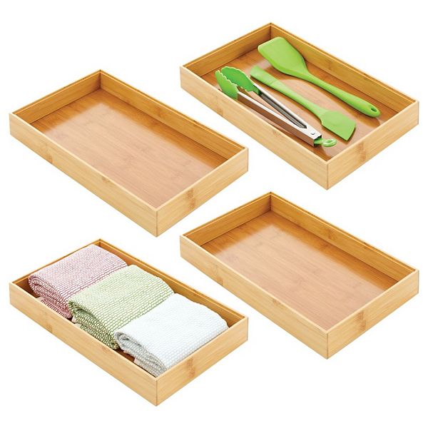mDesign Stackable 15" x 9" Wooden Drawer Organizer 4 Pack