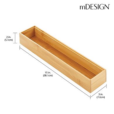 mDesign Stackable 15" Long Wooden Bamboo Drawer Organizer - 6 Pack, Natural Wood