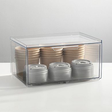 mDesign Plastic Wide Stackable Kitchen Storage Organizer, Drawer, 2 Pack, Clear