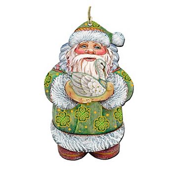 Celtic Swan Santa Wooden Holiday Ornament by G. DeBrekht - Celtic Decor