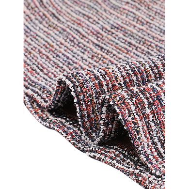 Tweed Dress For Women's Sleeveless Square Neck Plaid Fit And Flare Dress