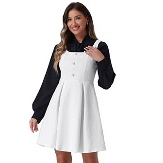 Tweed Dress For Women's Sleeveless Square Neck Plaid Fit And Flare Dress