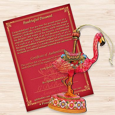 Carousel Flamingo Christmas Wooden Christmas Ornament by G. DeBrekht - Carousel Holiday Decor