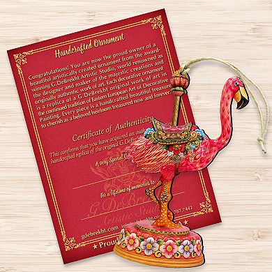 Carousel Flamingo Christmas Wooden Ornament by G. DeBrekht - Carousel Holiday Decor