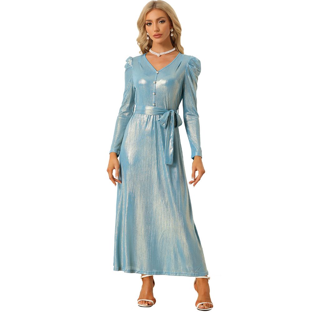 Floating Sleeve Bronzing Veet Retro Dress Dresses