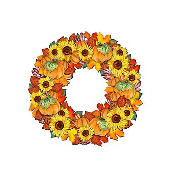 Flower Fall Wreath Wooden Holiday Ornament by G. DeBrekht - Thanksgiving Halloween Decor