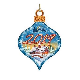 Dated (Current Year) Christmas Village Wooden Ornament by G. DeBrekht - Christmas Santa Snowman Decor