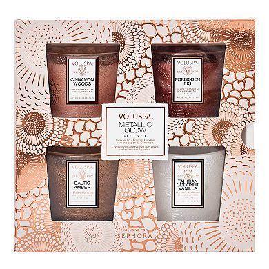 Metallic Glow Pedestal Candle Gift Set