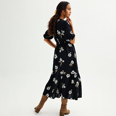 Petite Sonoma Goods For Life® Button-Through Femme Midi Dress