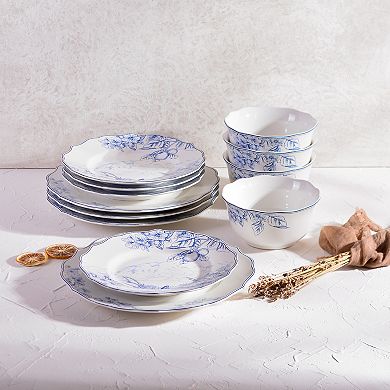 222 Fifth Hudson Valley Blue Decal 12-pc. Dinnerware Set